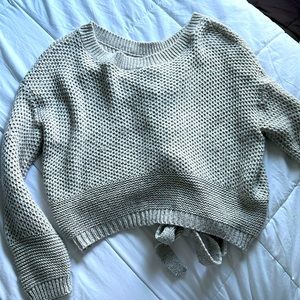 Oversized Crop Lace Up Back Sweater